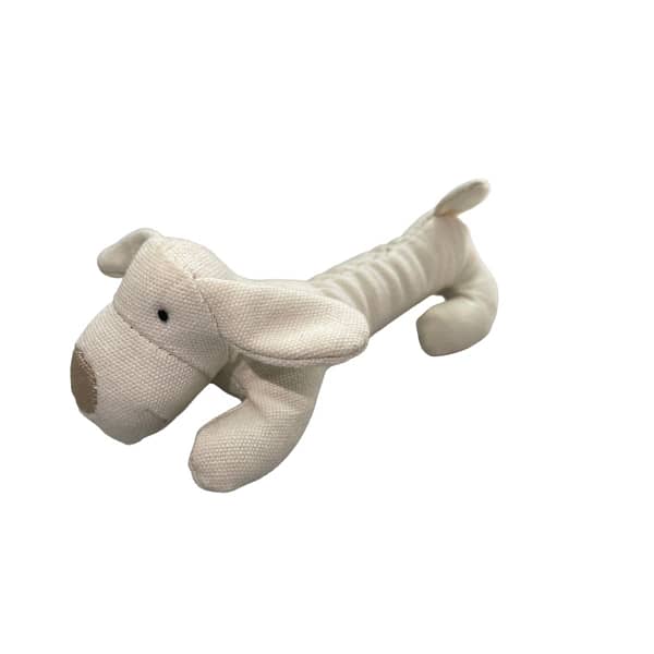 BillipetUSA Training Dog Toy Durable Natural Canvas Doggie with Squeaker 4"