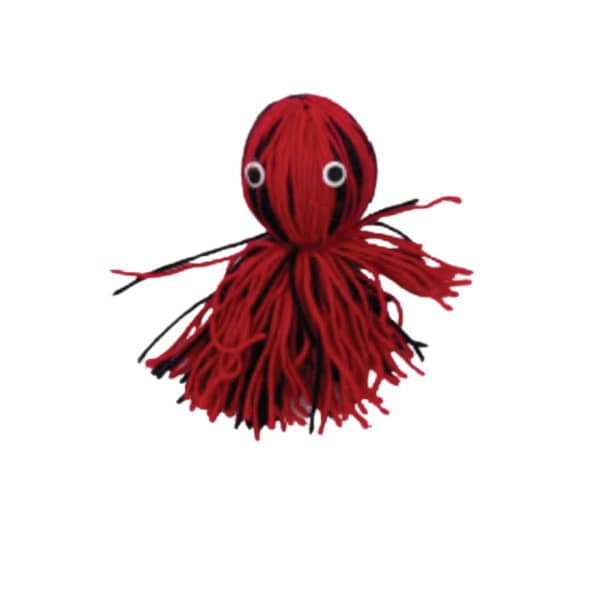 BillipetUSA Cat Toy Black & Red Catnip Wool Octopus