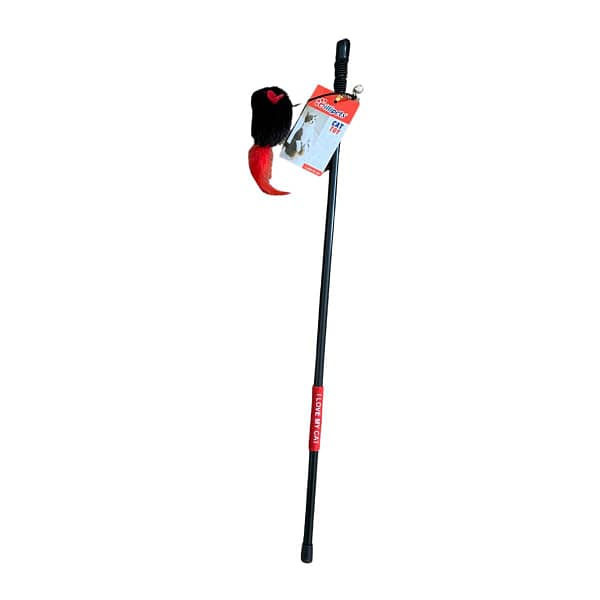 BillipetUSA Catnip Cat Teaser Black Mouse with felt feather Plastic Wand 20"